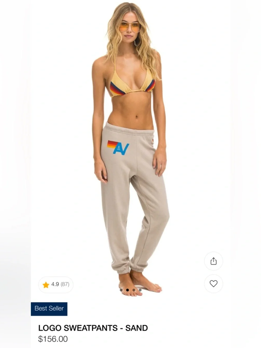 Womens Aviator Nation Neutral Sand Sweatpants - Picture 4 of 16